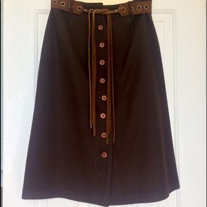 Vintage Tobacco Brown Button Up Skirt